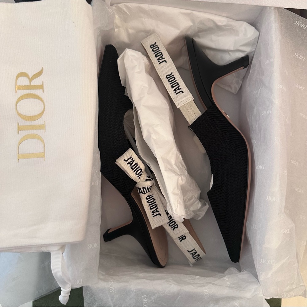 ‼️SOLD‼️Christian Dior J’ADIOR Slingback pump black heels technical fabric black - Picture 10 of 10